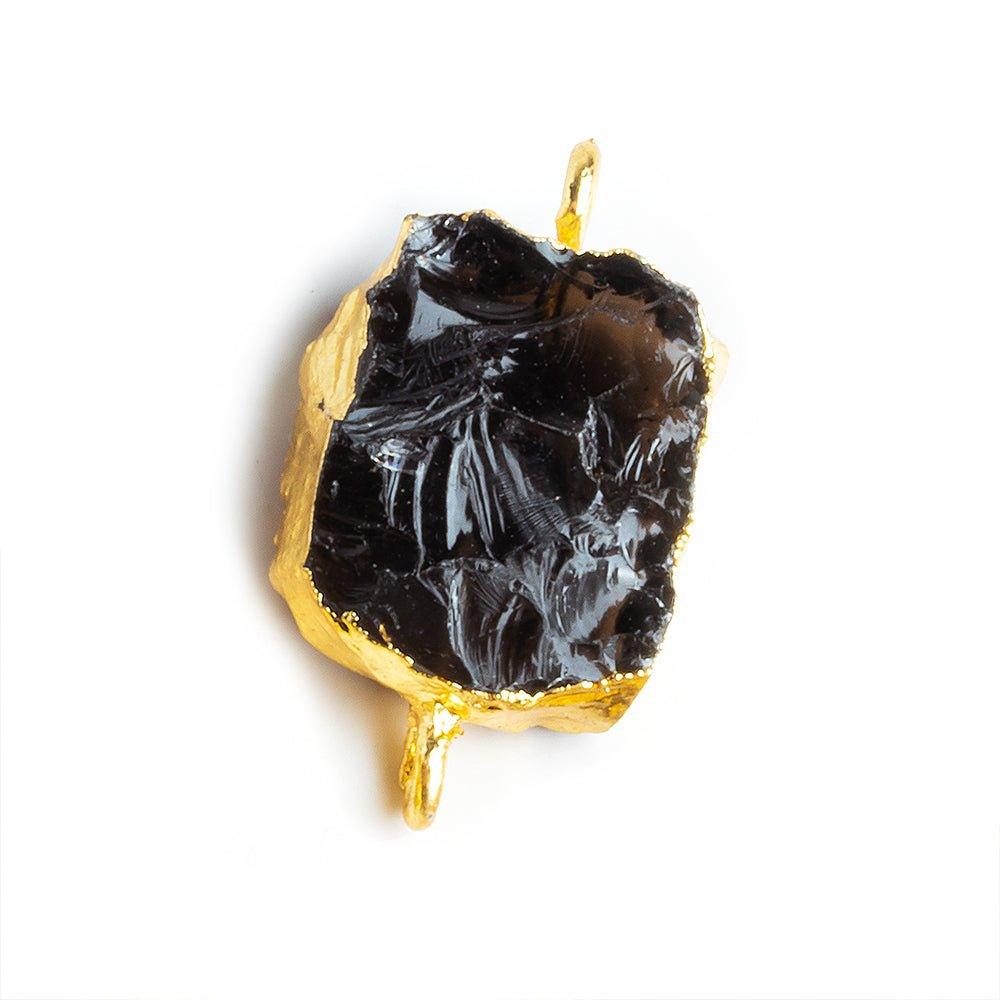 Gold Leafed Hammer Faceted Dark Smoky Quartz Rectangle Connector Bead 1 Piece - The Bead Traders