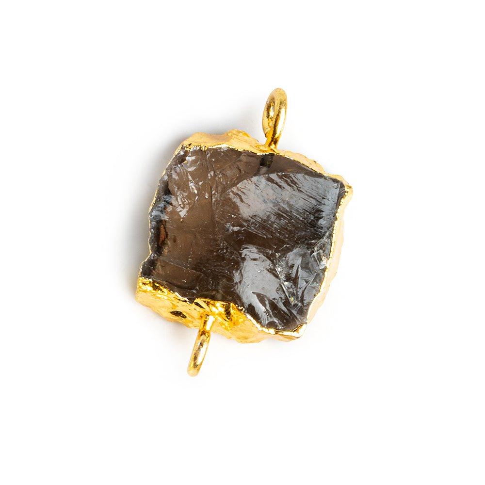 Gold Leafed Hammer Faceted Smoky Quartz Square Connector Bead 1 Piece - The Bead Traders