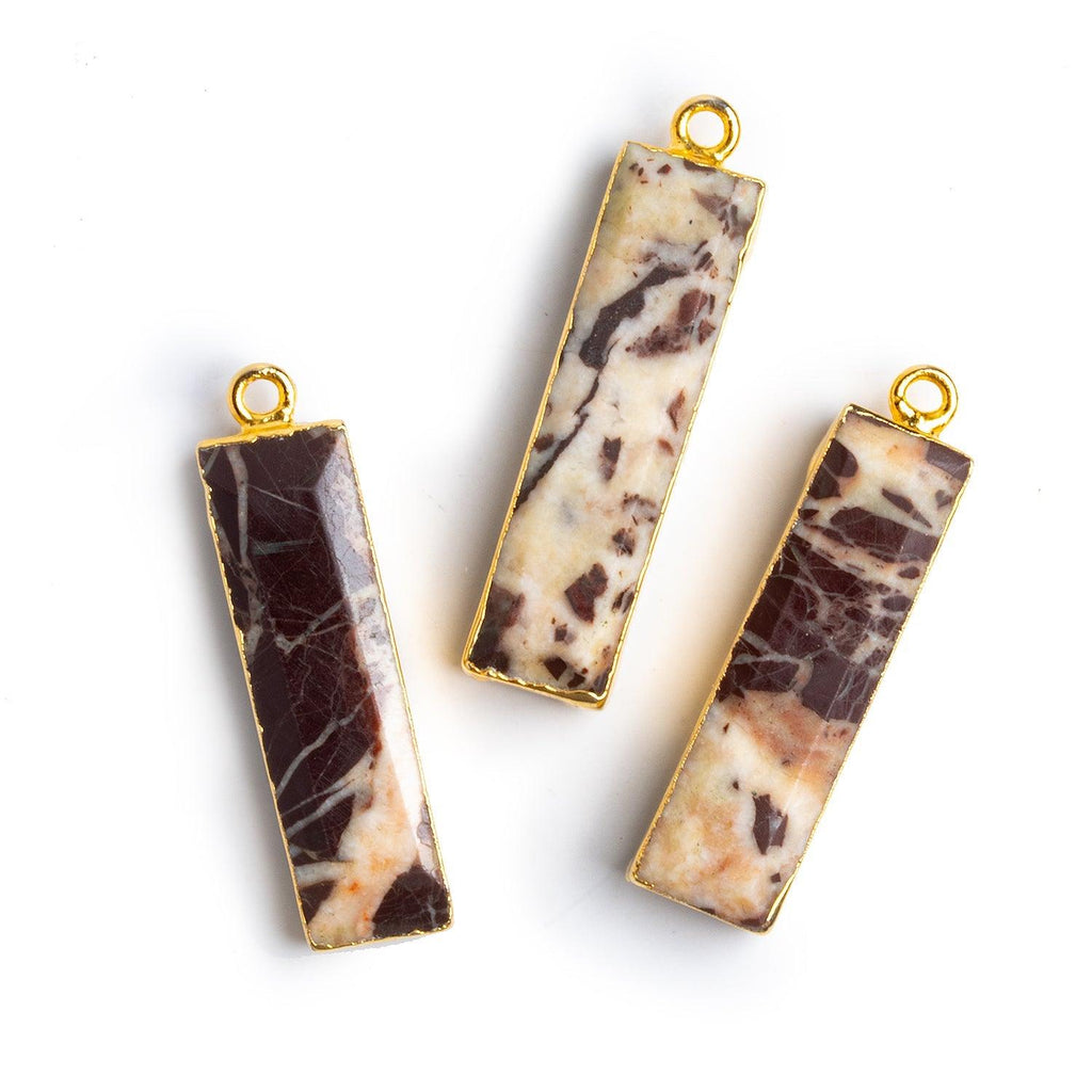 Gold Leafed Jasper Bar Pendant 1 Bead - The Bead Traders