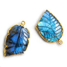 Gold Leafed Labradorite AAA Grade Half-Pear Pendant 1 Piece - The Bead Traders