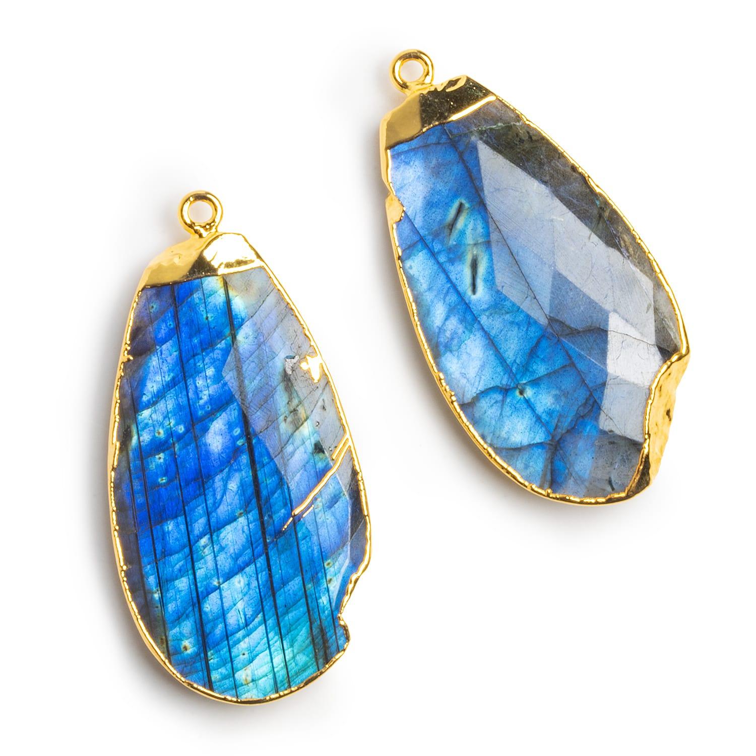 Gold Leafed Labradorite AAA Grade Pear Pendant 1 Piece - The Bead Traders
