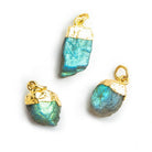 Gold Leafed Labradorite Natural Crystal Focal Pendant 1 Piece - The Bead Traders