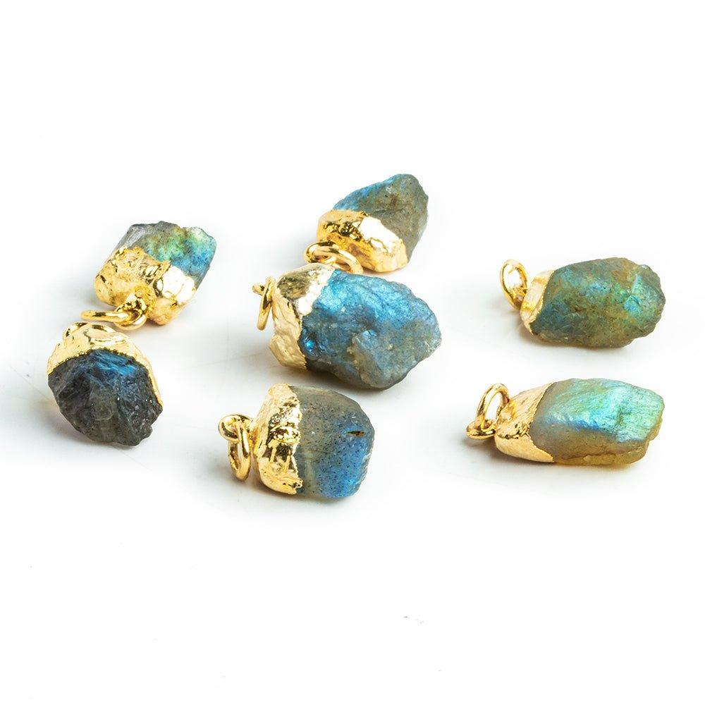 Gold Leafed Labradorite Natural Crystal Focal Pendant 1 Piece - The Bead Traders