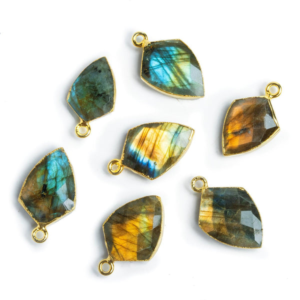Gold Leafed Labradorite Shield Pendant 1 Piece