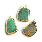 Gold Leafed Matte Chrysoprase Pendant 1 Piece - The Bead Traders