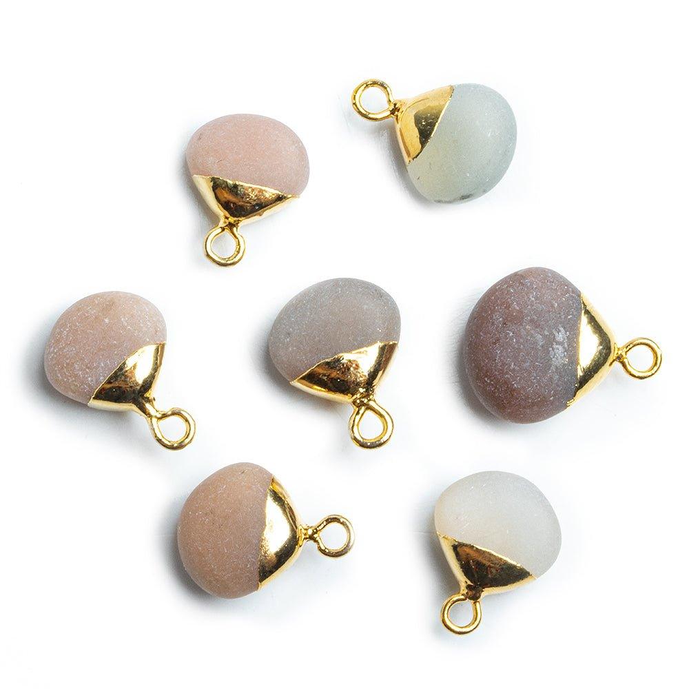 Gold Leafed Matte Multi Color Moonstone Heart Pendant 1 Piece - The Bead Traders