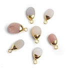 Gold Leafed Matte Peach Moonstone Pear Pendant 1 Piece - The Bead Traders