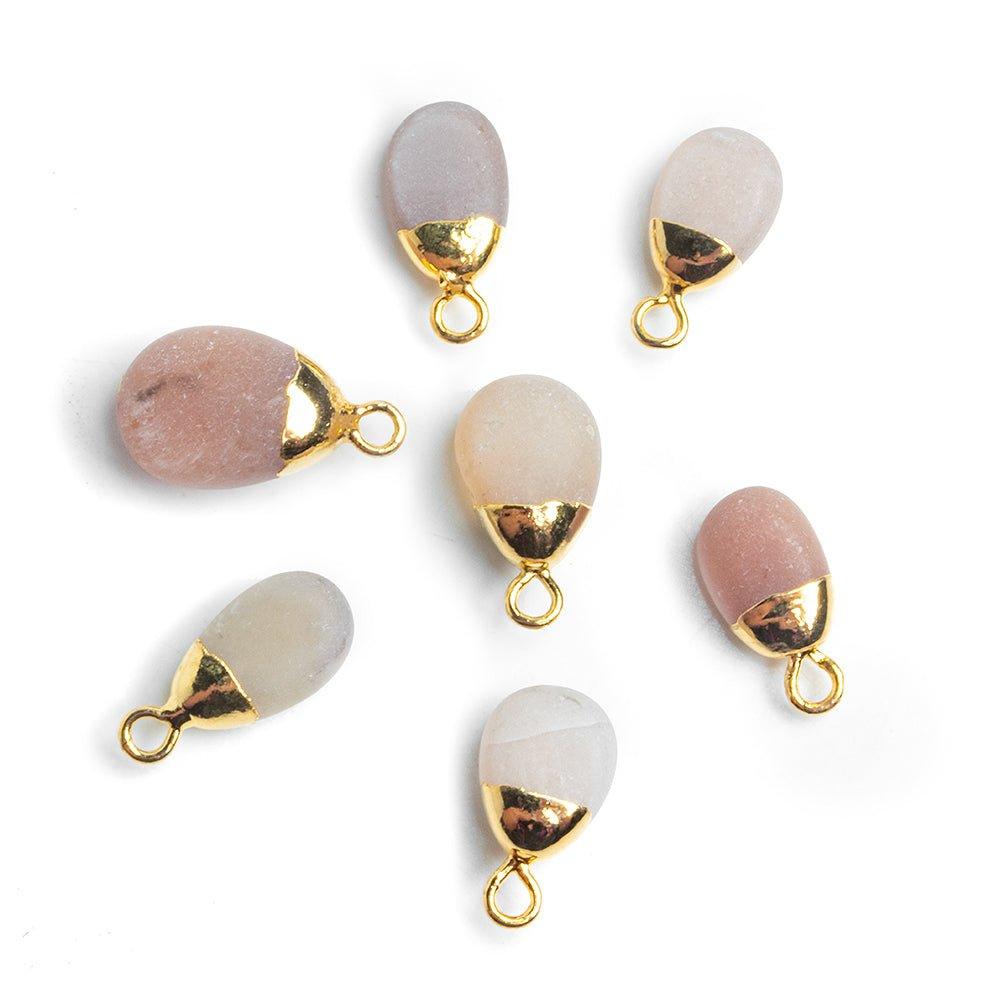 Gold Leafed Matte Peach Moonstone Pear Pendant 1 Piece - The Bead Traders