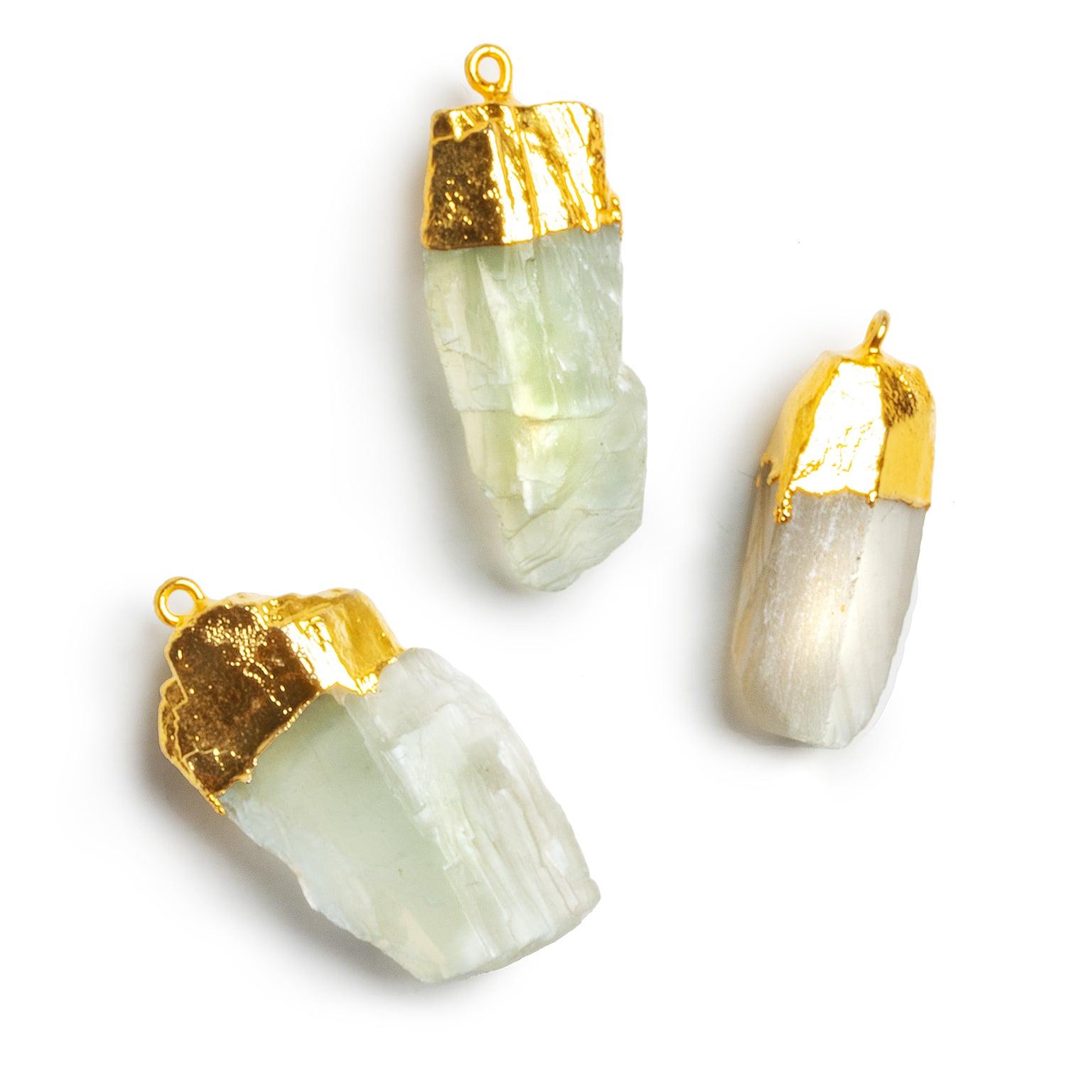 Gold Leafed Moonstone Natural Crystal Pendant 1 Bead - The Bead Traders