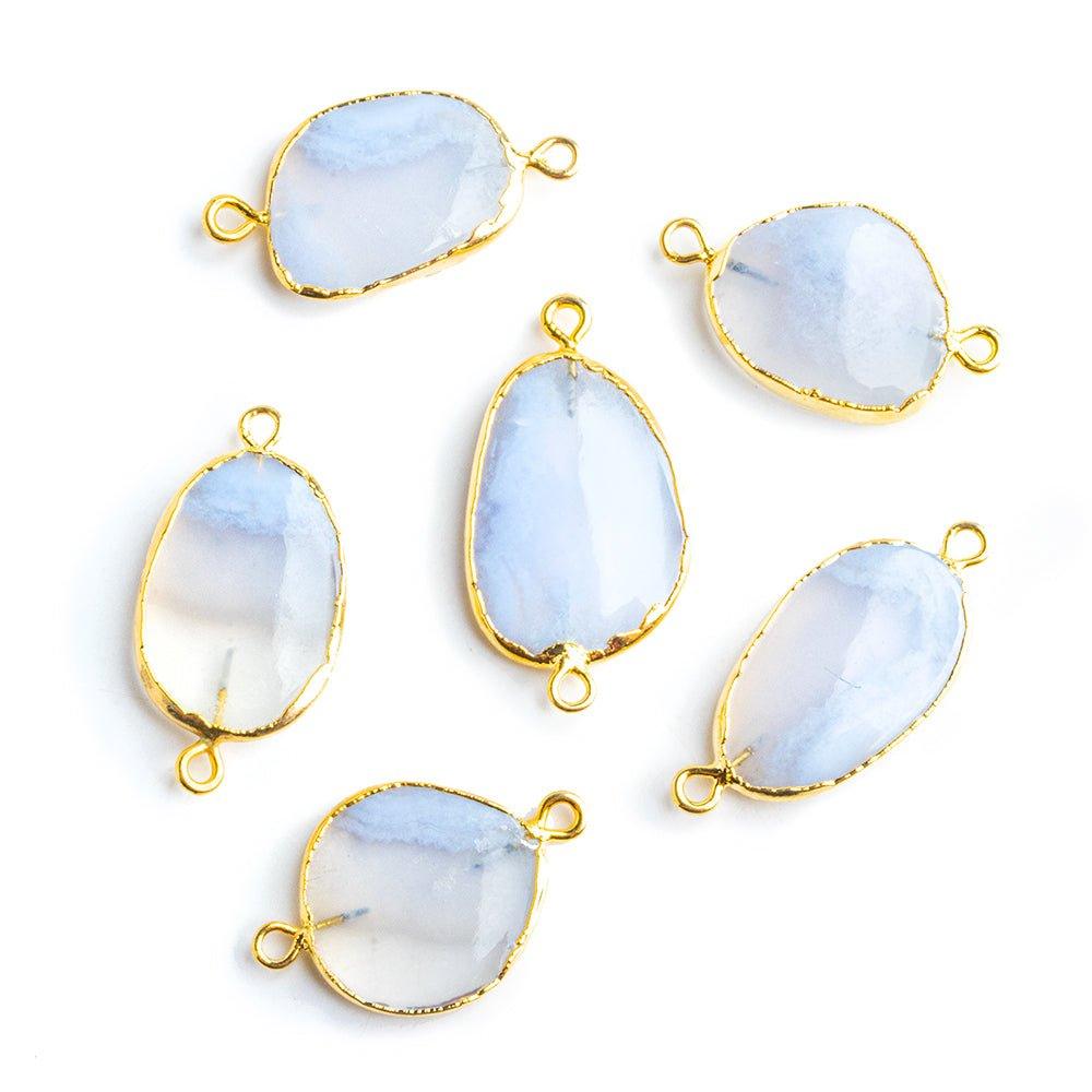 Gold Leafed Natural Chalcedony Freeshape Connector - The Bead Traders