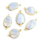 Gold Leafed Natural Chalcedony Freeshape Connector - The Bead Traders