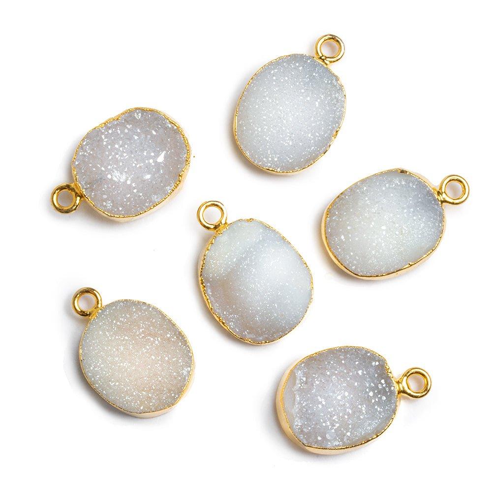 Gold Leafed Natural Drusy Oval Pendant 1 Piece - The Bead Traders