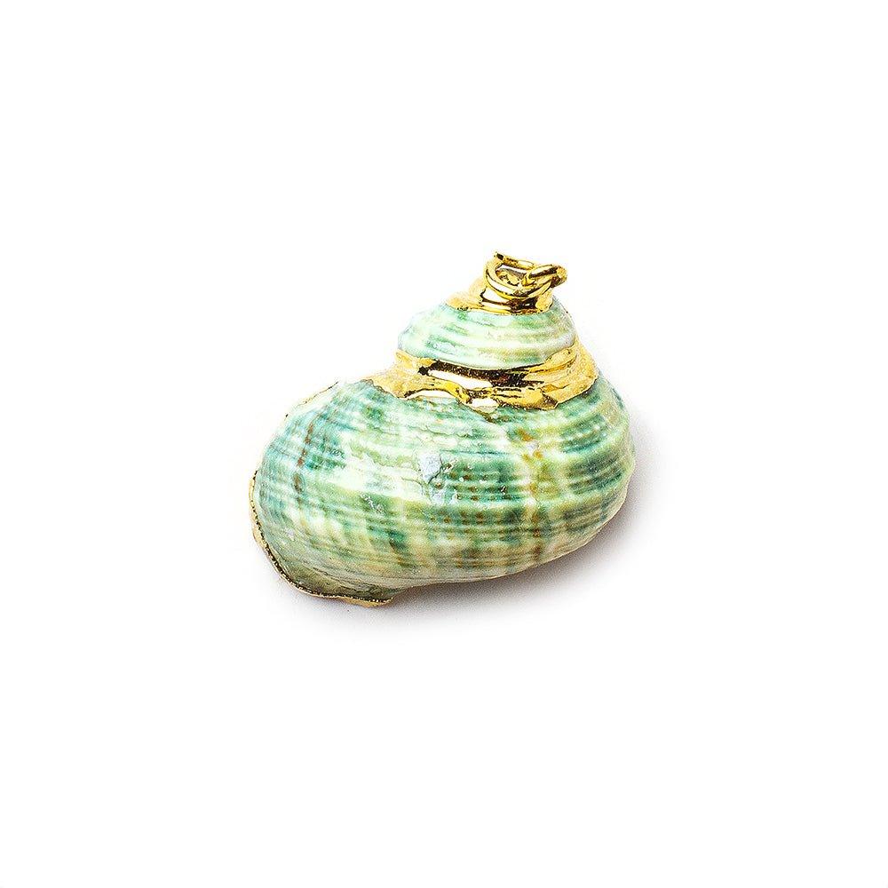 Gold Leafed Ocean Green Sea Shell Pendant 1 piece 32x25mm average - The Bead Traders