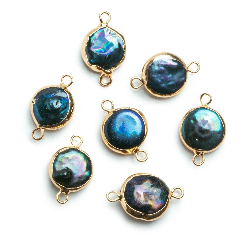Gold Leafed Peacock Coin Pear Connector - The Bead Traders