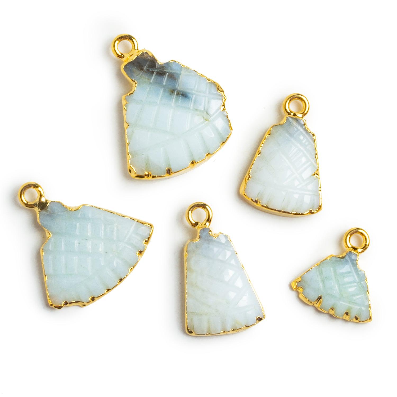 Gold Leafed Peruvian Opal Carved Pendants - Lot of 5 - The Bead Traders