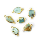 Gold Leafed Peruvian Opal Slice Connector 1 focal bead 11x9mm average - The Bead Traders