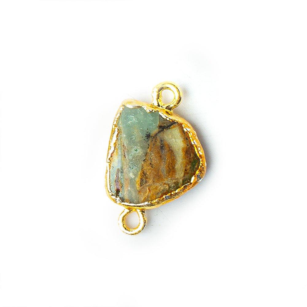 Gold Leafed Peruvian Opal Slice Connector 1 focal bead 11x9mm average - The Bead Traders