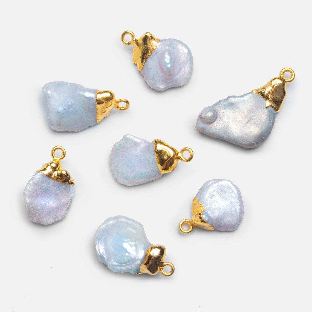 Gold Leafed Pink Keshi Pearl Focal Pendant 1 Piece - The Bead Traders