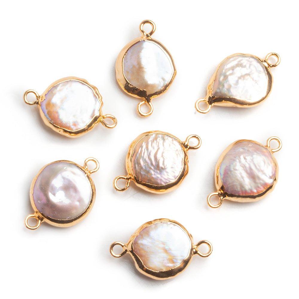 Gold Leafed Pink Pearl Coin Connector - The Bead Traders