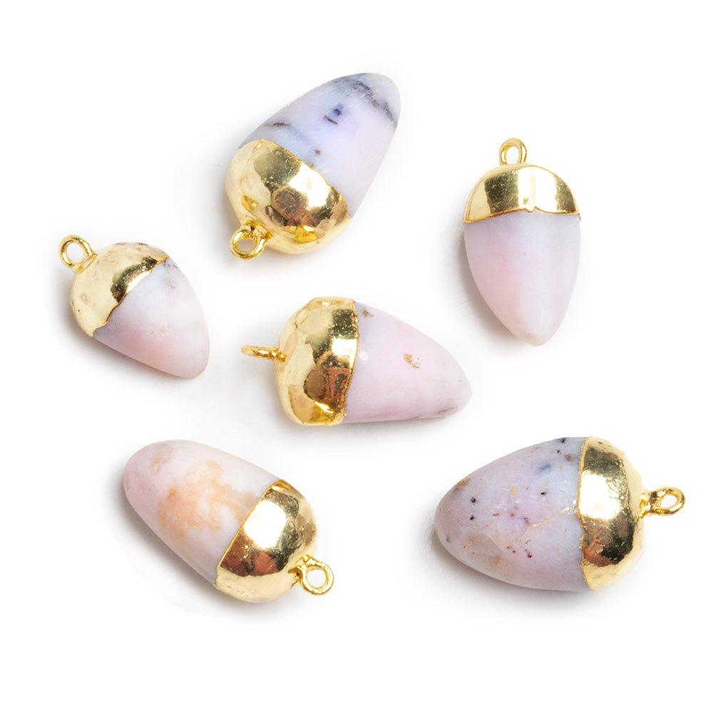 Gold Leafed Pink Peruvian Opal Dragon's Tooth Pendant 1 Piece - The Bead Traders