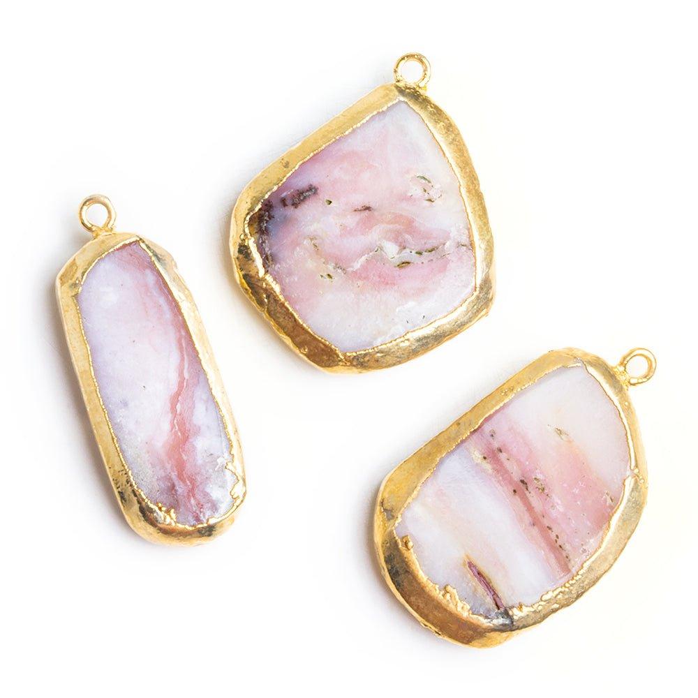 Gold Leafed Pink Peruvian Opal Pendant 1 Piece - The Bead Traders