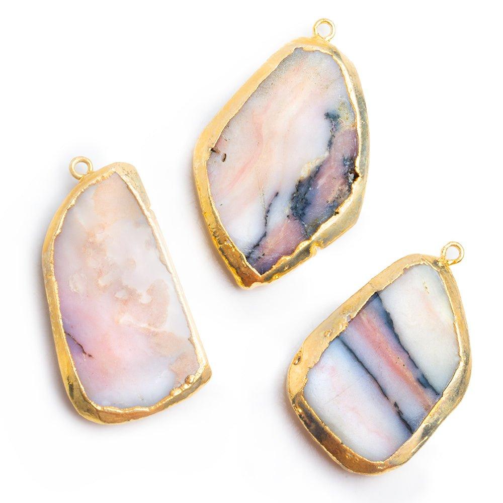 Gold Leafed Pink Peruvian Opal Pendant 1 Piece - The Bead Traders