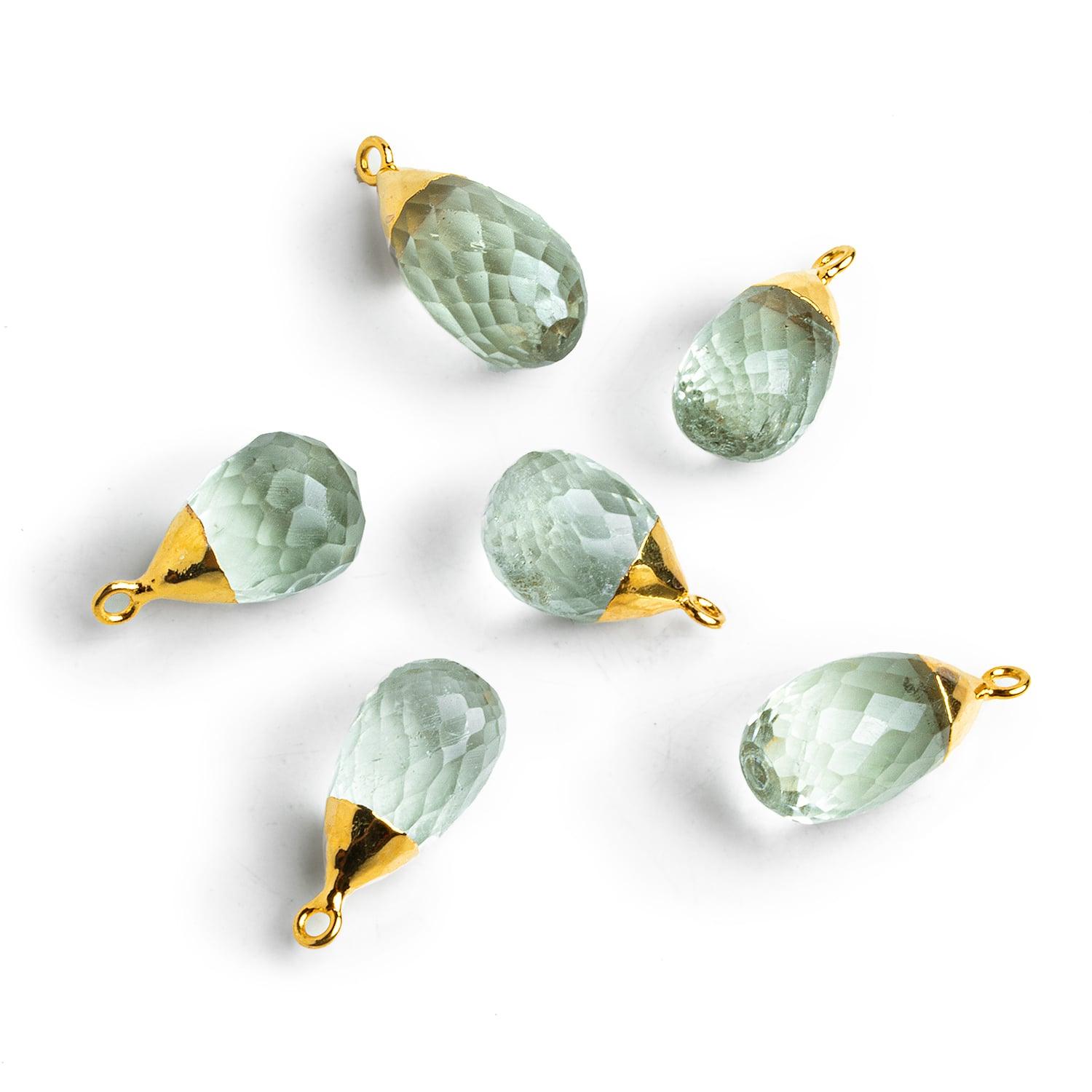 Gold Leafed Prasiolite Teardrop Pendant 1 Piece - The Bead Traders