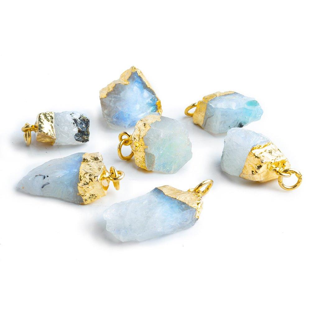 Gold Leafed Rainbow Moonstone Natural Crystal Focal Pendant 1 Piece - The Bead Traders