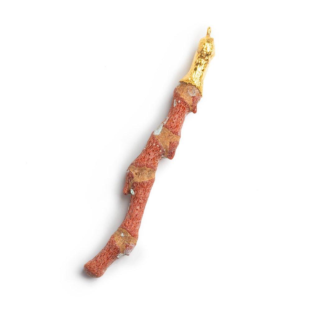 Gold Leafed Red Branch Coral Focal Pendant sold as 1 piece - The Bead Traders