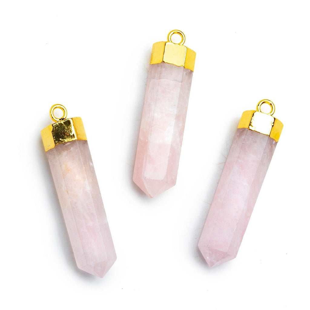 Gold Leafed Rose Quartz Large Point Pendant 1 Piece - The Bead Traders