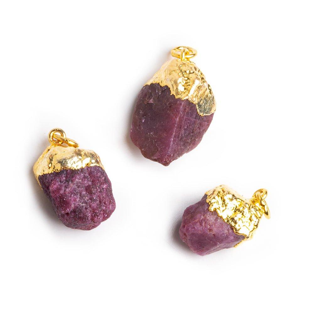 Gold Leafed Ruby Natural Crystals Focal Pendant 1 piece - The Bead Traders