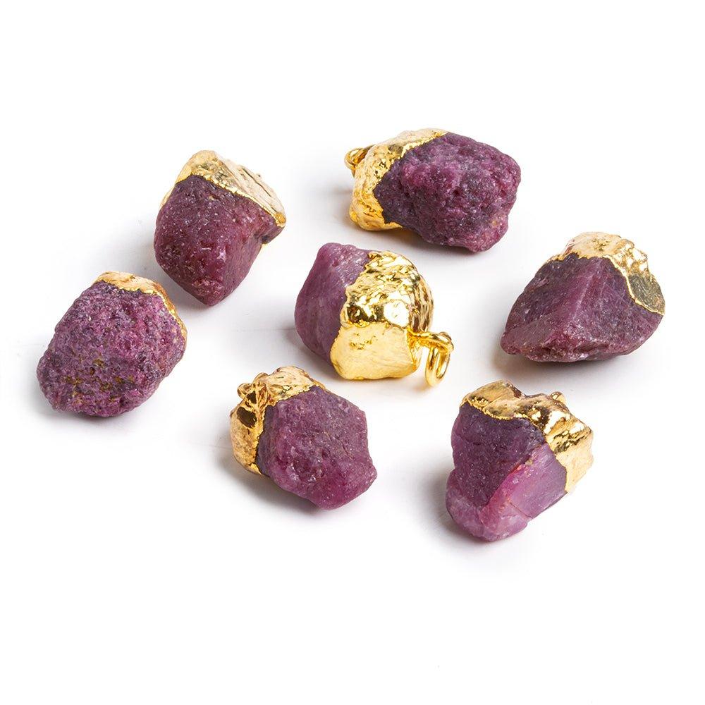 Gold Leafed Ruby Natural Crystals Focal Pendant 1 piece - The Bead Traders