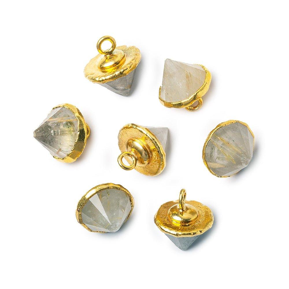 Gold Leafed Rutilated Quartz Pendulum Pendant 1 piece - The Bead Traders