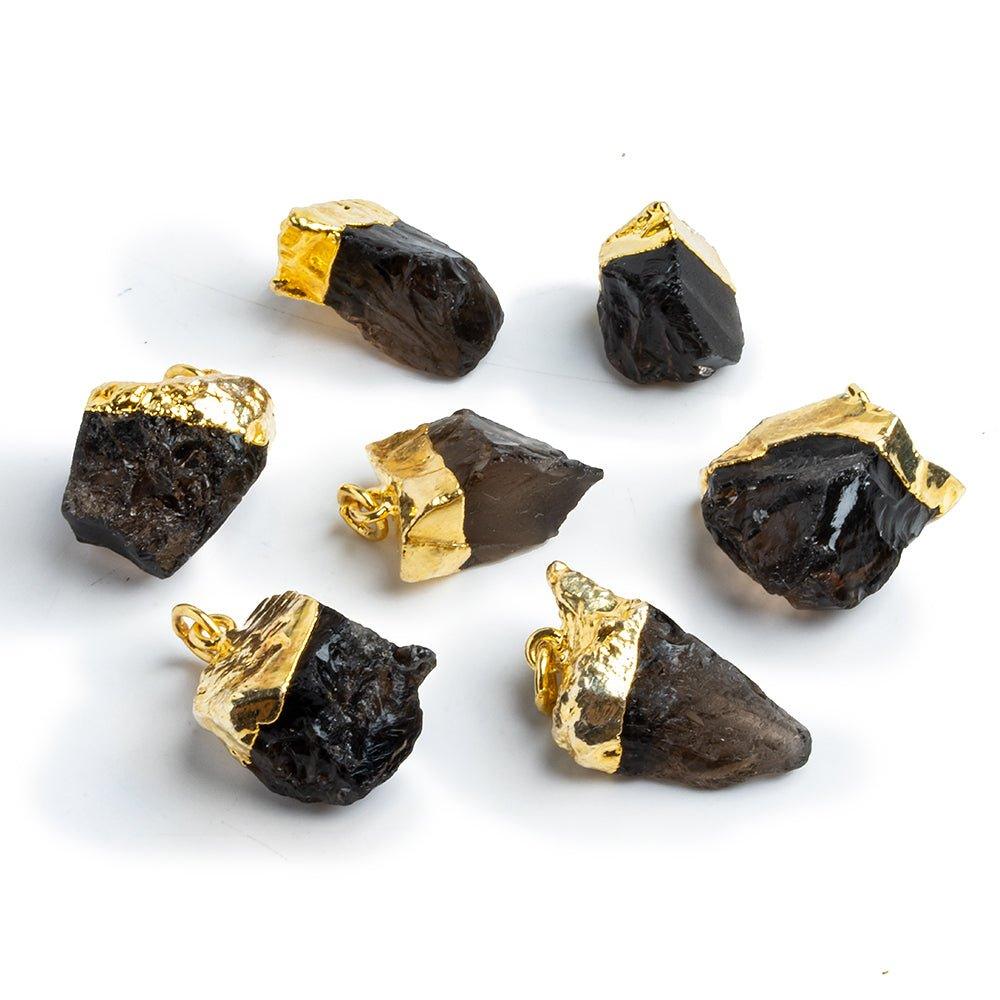 Gold Leafed Smoky Quartz Natural Crystal Focal Pendant 1 piece - The Bead Traders