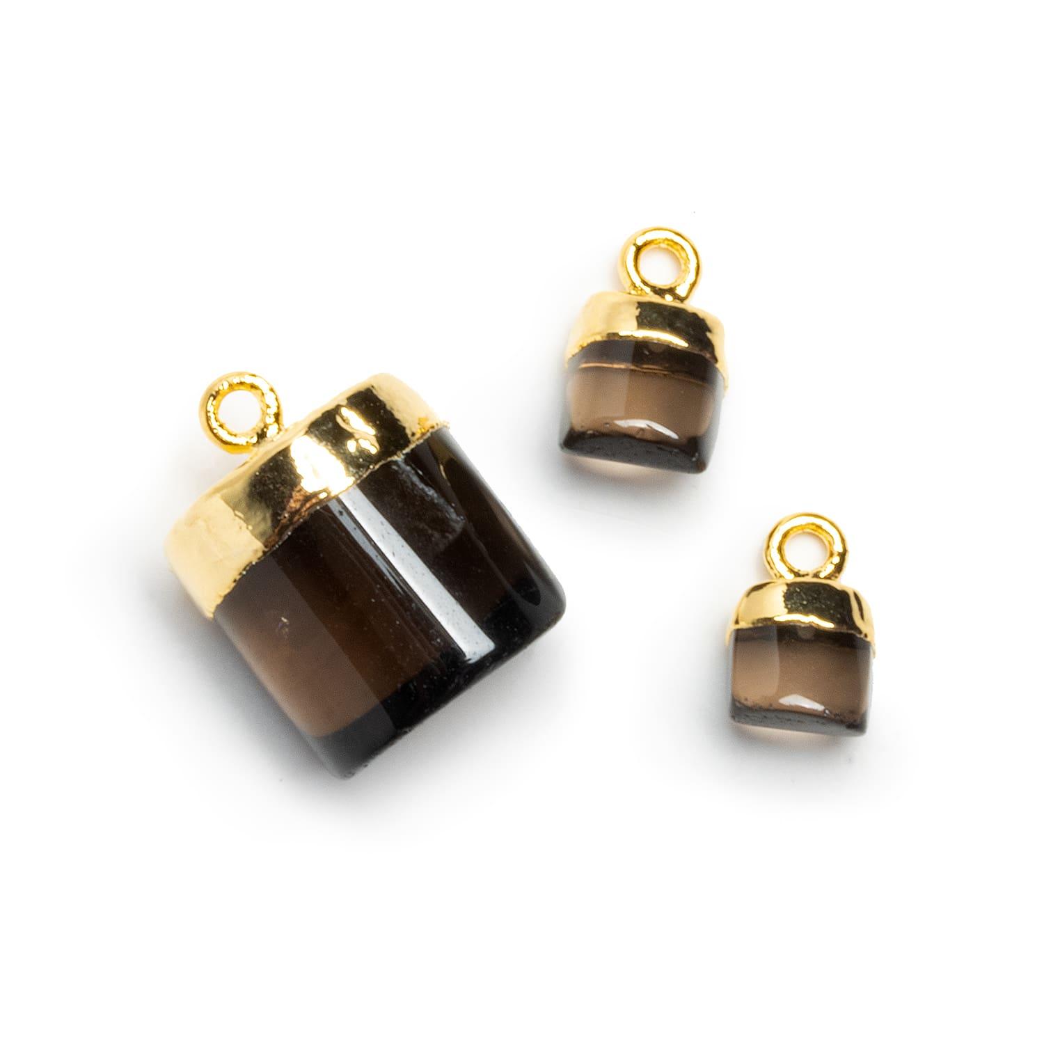 Gold Leafed Smoky Quartz Pendants - Lot of 3 - The Bead Traders