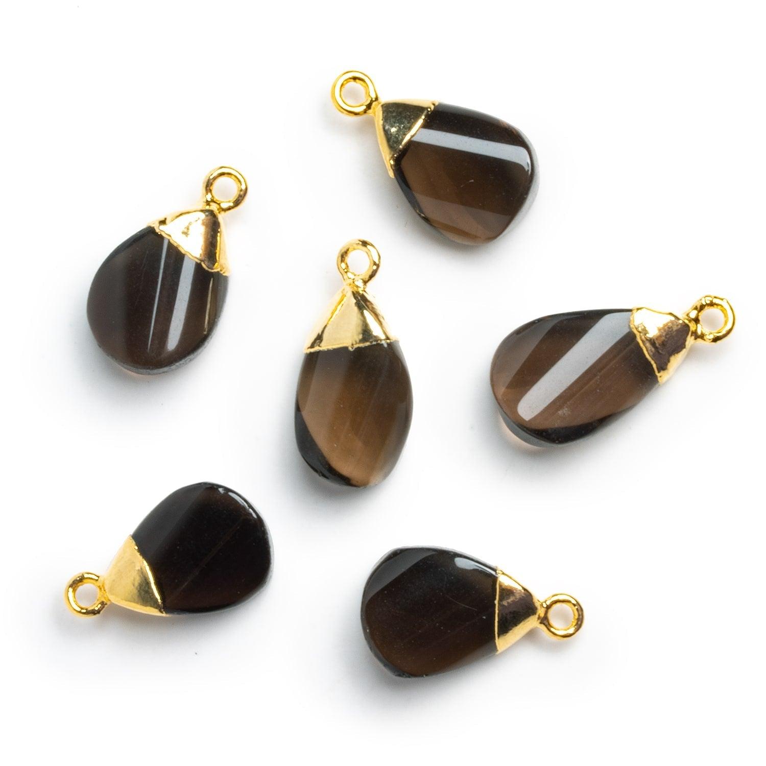 Gold Leafed Smoky Quartz Twists 1 Pendant (L) - The Bead Traders