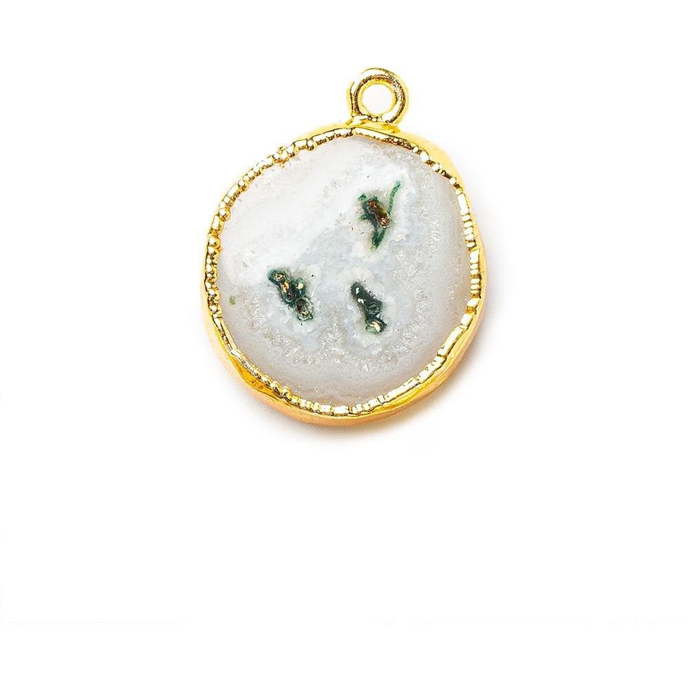 Gold Leafed Solar Quartz Coin Pendant 1 piece 18x18mm average size - The Bead Traders