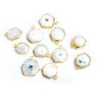 Gold Leafed Solar Quartz Hexagon Pendant 1 piece 21x21mm average size - The Bead Traders