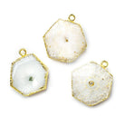 Gold Leafed Solar Quartz Hexagon Pendant 1 piece 21x21mm average size - The Bead Traders