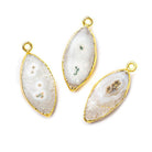 Gold Leafed Solar Quartz Marquise Pendant 1 piece 25x14mm average size - The Bead Traders