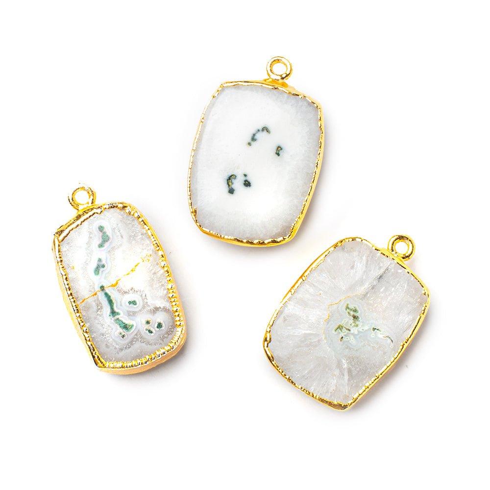 Gold Leafed Solar Quartz Rectangle Pendant 1 piece 25x16mm average size - The Bead Traders
