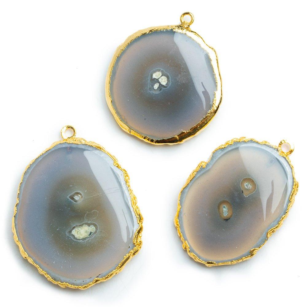 Gold Leafed Solar Quartz Slice Pendant 1 piece - The Bead Traders