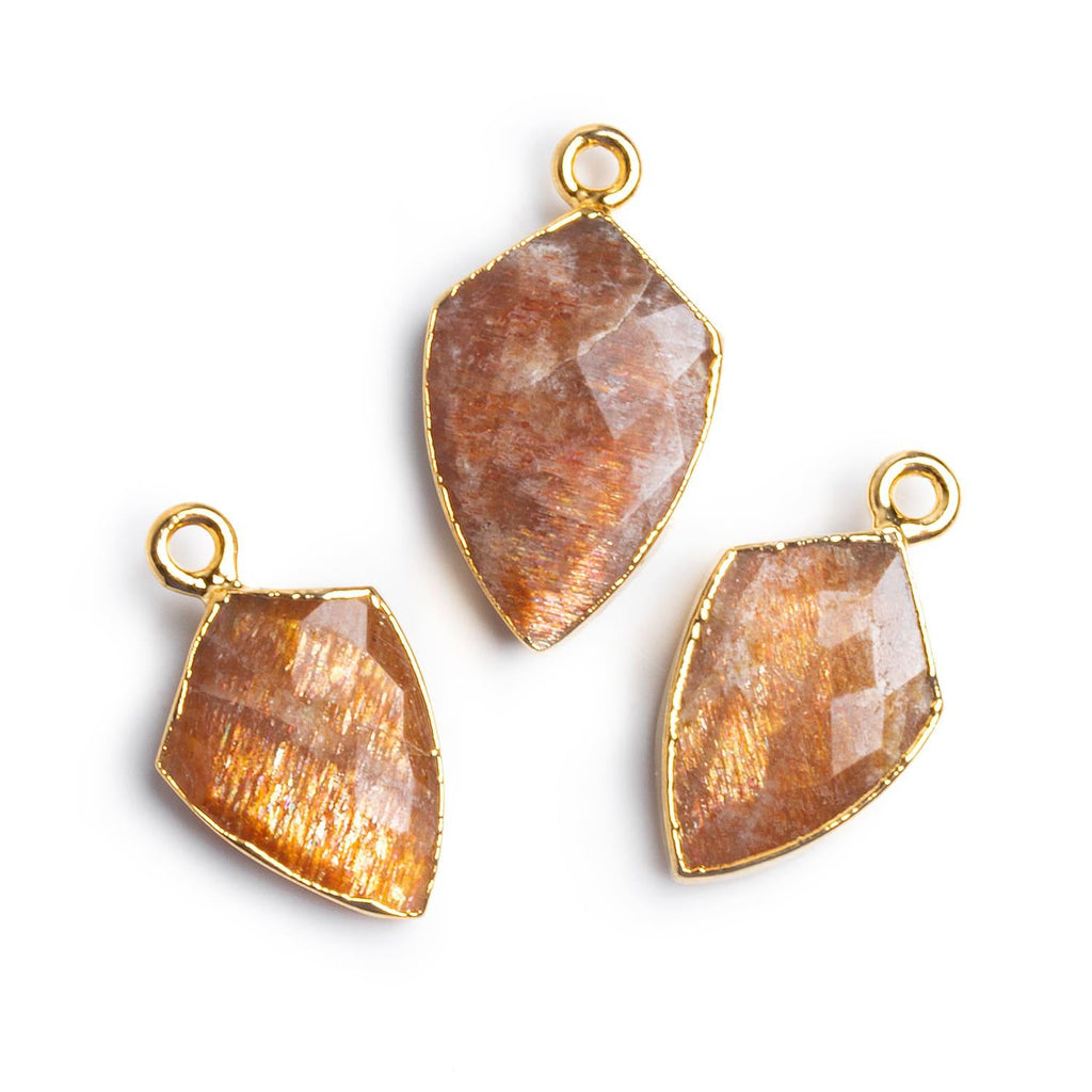 Gold Leafed Sunstone Shield Pendant 1 Bead - The Bead Traders