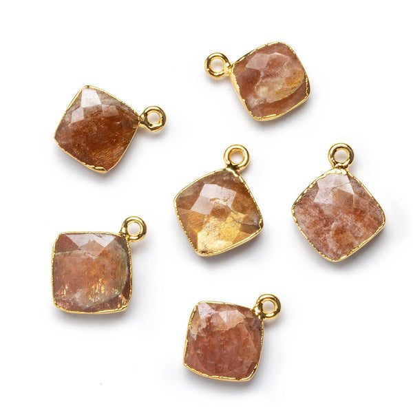 Gold Leafed Sunstone Square Pendant 1 Bead