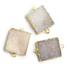 Gold Leafed Tan Drusy Rectangle Connector 1 Piece - The Bead Traders
