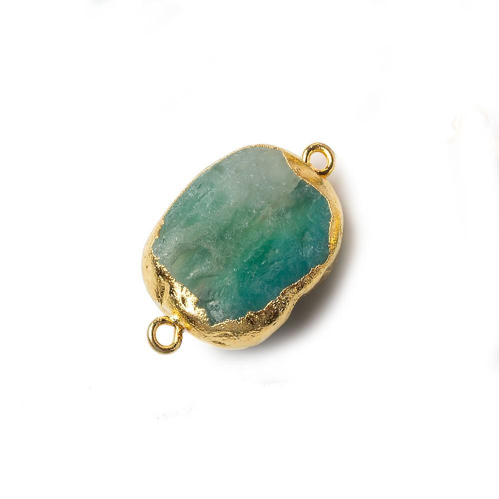 Gold leafed Teal Agate Hammer Faceted oval Connector - The Bead Traders