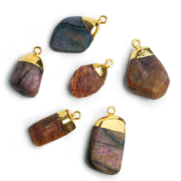 Gold Leafed Tourmaline Nugget Pendant 1 Piece