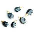 Gold Leafed Tourmaline Plain Pear Pendants - Lot of 2 - The Bead Traders