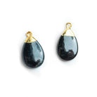 Gold Leafed Tourmaline Plain Pear Pendants - Lot of 2 - The Bead Traders