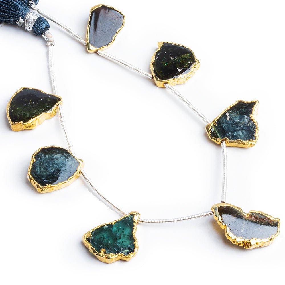 Gold Leafed Tourmaline Slices 7 pieces - The Bead Traders